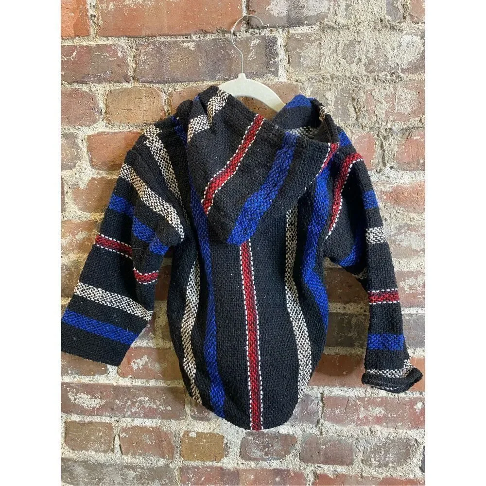 Frank’s Textiles Baja Kids 4T Black/Blue/Red Stripe Pullover Hoodie